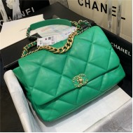 Maxi Chanel 19 Flap Bag Goatskin/Lambskin Green High