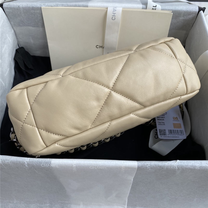 Chanel 19 Flap Bag Goatskin/Lambskin Beige High