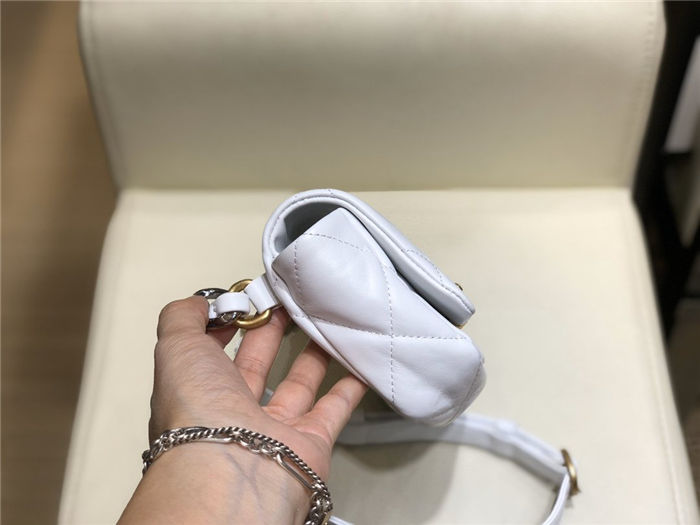 Waist Chanel 19 Flap Bag Lambskin/Goatskin White High