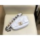 Waist Chanel 19 Flap Bag Lambskin/Goatskin White High