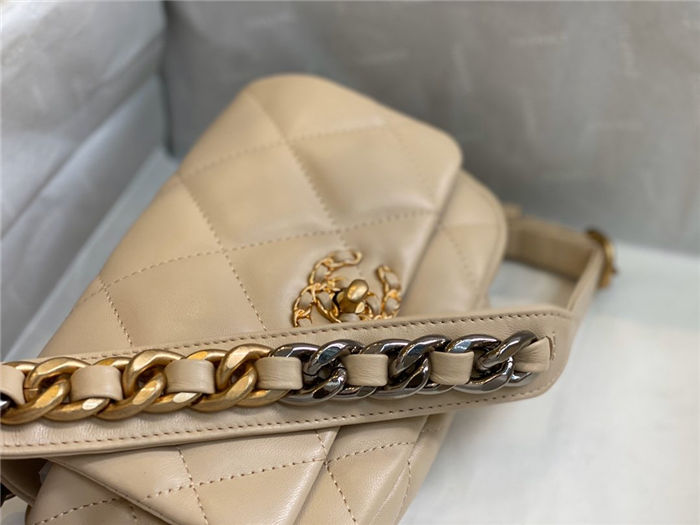 Waist Chanel 19 Flap Bag Lambskin/Goatskin Beige High