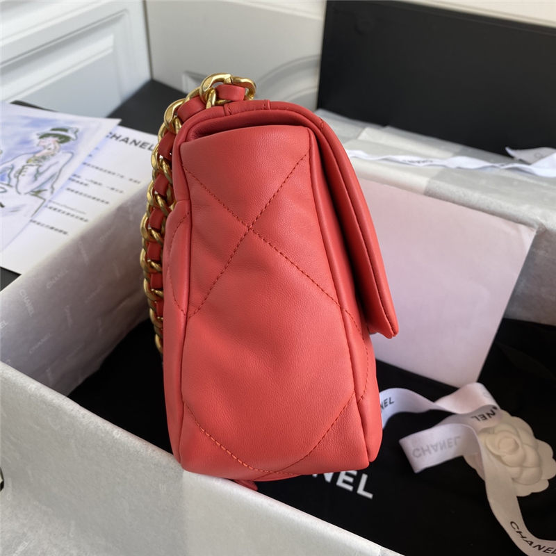 Chanel 19 Flap Bag Goatskin/Lambskin Red High