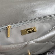 Large Chanel 19 Flap Bag Goatskin/Lambskin Silver High