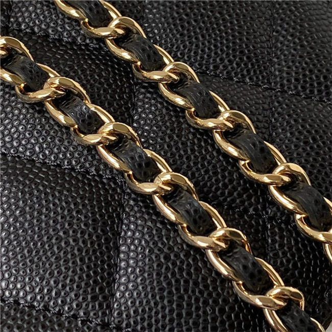 Clutch with Chain Grained Calfskin Zirconium & Gold-Tone Metal AP2736 A