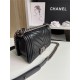 SMALL BOY Chanel HANDBAG Chevrons Pattern Lambskin Black High