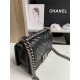 SMALL BOY Chanel HANDBAG Chevrons Pattern Lambskin Black High