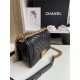 SMALL BOY Chanel HANDBAG Chevrons Pattern Lambskin Black High