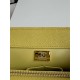 FLAP BAG WITH TOP HANDLE Grained Calfskin Yellow-binding Gold Metal High