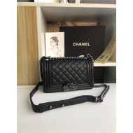 SMALL BOY Chanel HANDBAG Grained Calfskin Black High