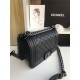 SMALL BOY Chanel HANDBAG Grained Calfskin Black High