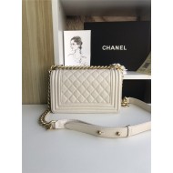 SMALL BOY Chanel HANDBAG Grained Calfskin White High