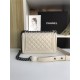 SMALL BOY Chanel HANDBAG Grained Calfskin White High