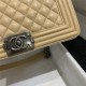 BOY Chanel HANDBAG Lambskin Silver Metal Beige A