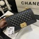 BOY Chanel HANDBAG Lambskin Gold Metal Black A