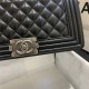 BOY Chanel HANDBAG Lambskin Silver Metal Black A