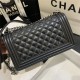 BOY Chanel HANDBAG Lambskin Silver Metal Black A