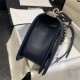 BOY Chanel HANDBAG Lambskin Silver Metal Navy Blue A