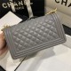 BOY Chanel HANDBAG Lambskin Gold Metal Grey A