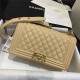 BOY Chanel HANDBAG Grained Calfskin & Gold Metal Beige A