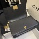 BOY Chanel HANDBAG Grained Calfskin & Gold Metal Black A