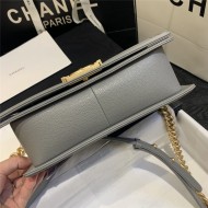 BOY Chanel HANDBAG Grained Calfskin & Gold Metal Grey A