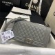 BOY Chanel HANDBAG Grained Calfskin & Silver Metal Grey A