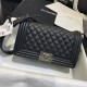 BOY Chanel HANDBAG Grained Calfskin & Silver Metal Black A