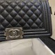 BOY Chanel HANDBAG Grained Calfskin & Silver Metal Black A