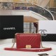 BOY Chanel HANDBAG Chevrons Pattern Lambskin Red B