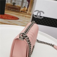 BOY Chanel HANDBAG Chevrons Pattern Grained Calfskin Pink B