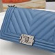 BOY Chanel HANDBAG Chevrons Pattern Grained Calfskin Blue B