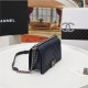 BOY Chanel HANDBAG Chevrons Pattern Grained Calfskin Navy Blue B