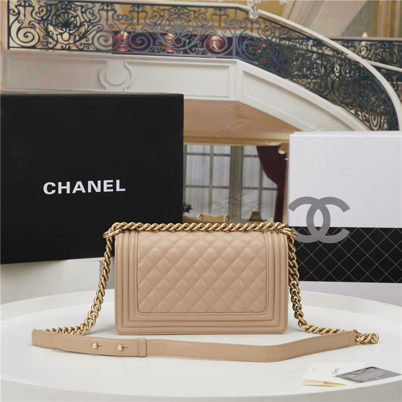 BOY Chanel HANDBAG Lambskin Beige B