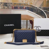 BOY Chanel HANDBAG Lambskin Navy Blue B