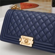 BOY Chanel HANDBAG Lambskin Navy Blue B