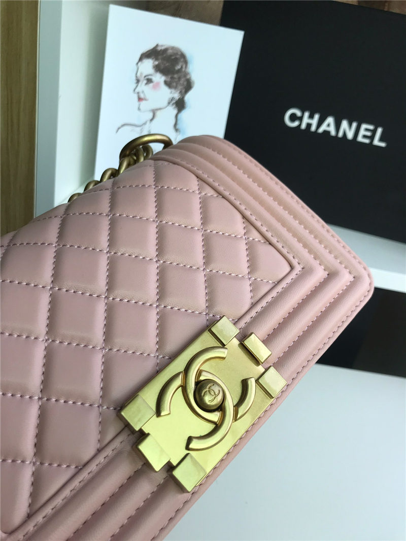 SMALL BOY Chanel HANDBAG Lambskin Pink High