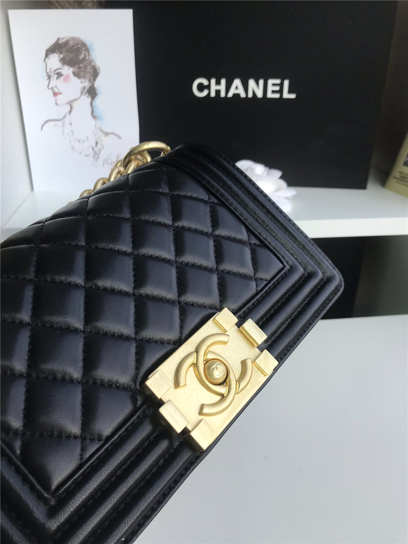 SMALL BOY Chanel HANDBAG Lambskin Black High