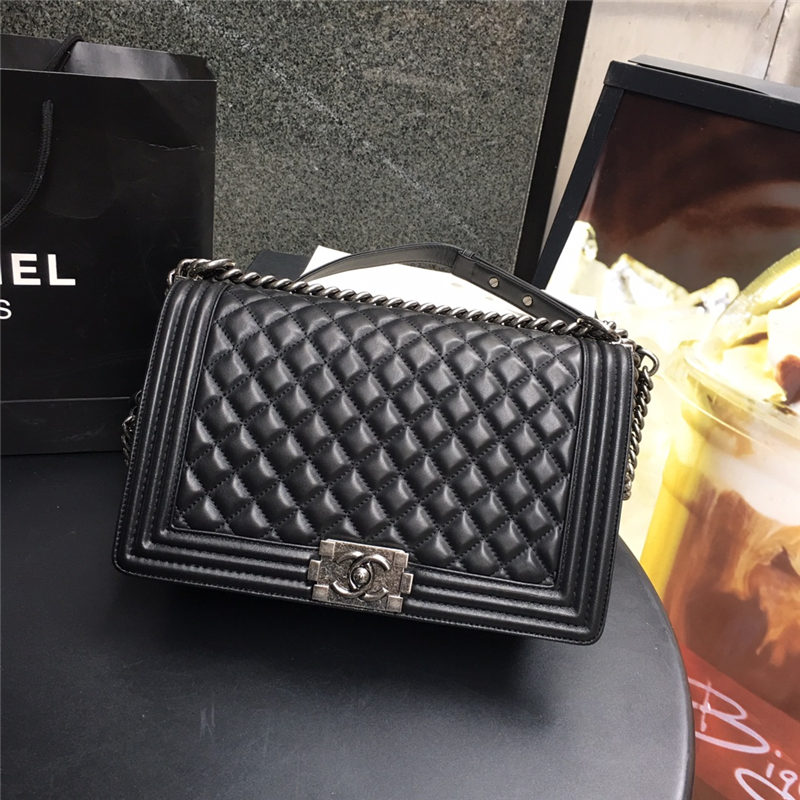 LARGE BOY Chanel HANDBAG Lambskin Black High