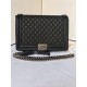 MAXI BOY Chanel HANDBAG Grained Calfskin Black High