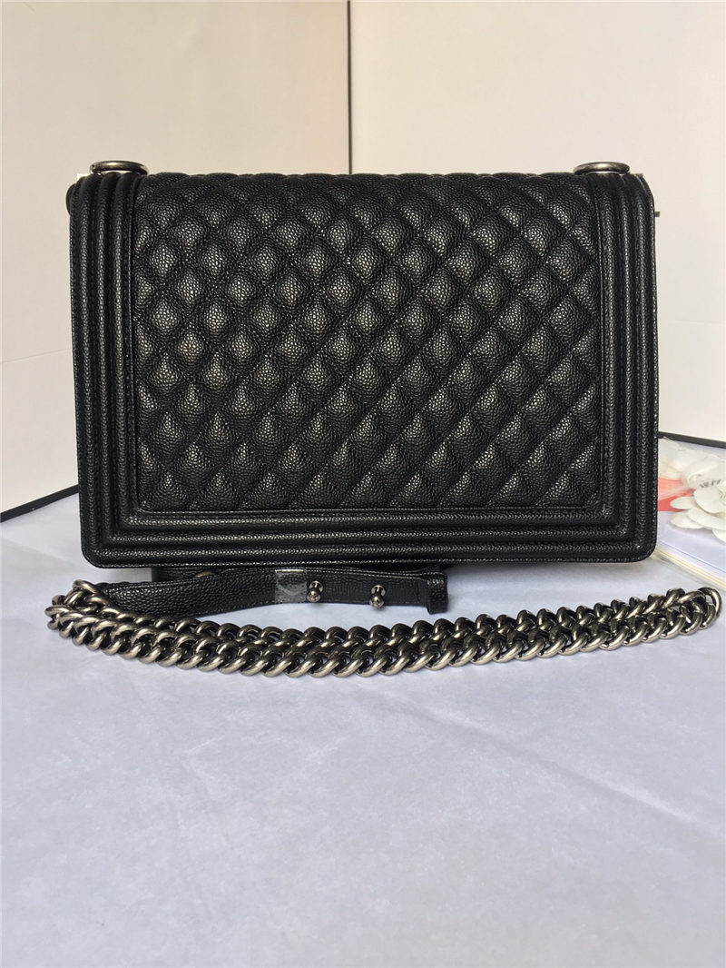 MAXI BOY Chanel HANDBAG Grained Calfskin Black High