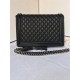 MAXI BOY Chanel HANDBAG Grained Calfskin Black High