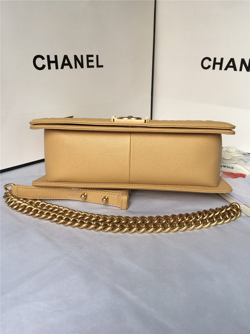 MAXI BOY Chanel HANDBAG Grained Calfskin Beige High