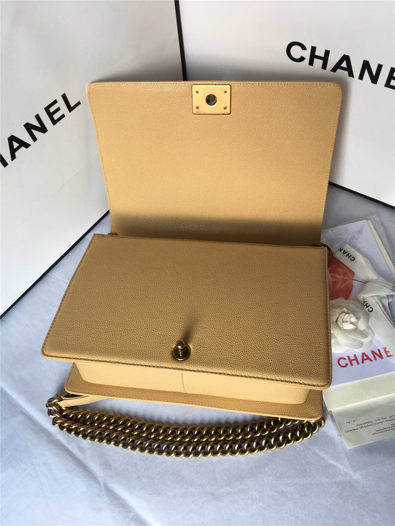 MAXI BOY Chanel HANDBAG Grained Calfskin Beige High