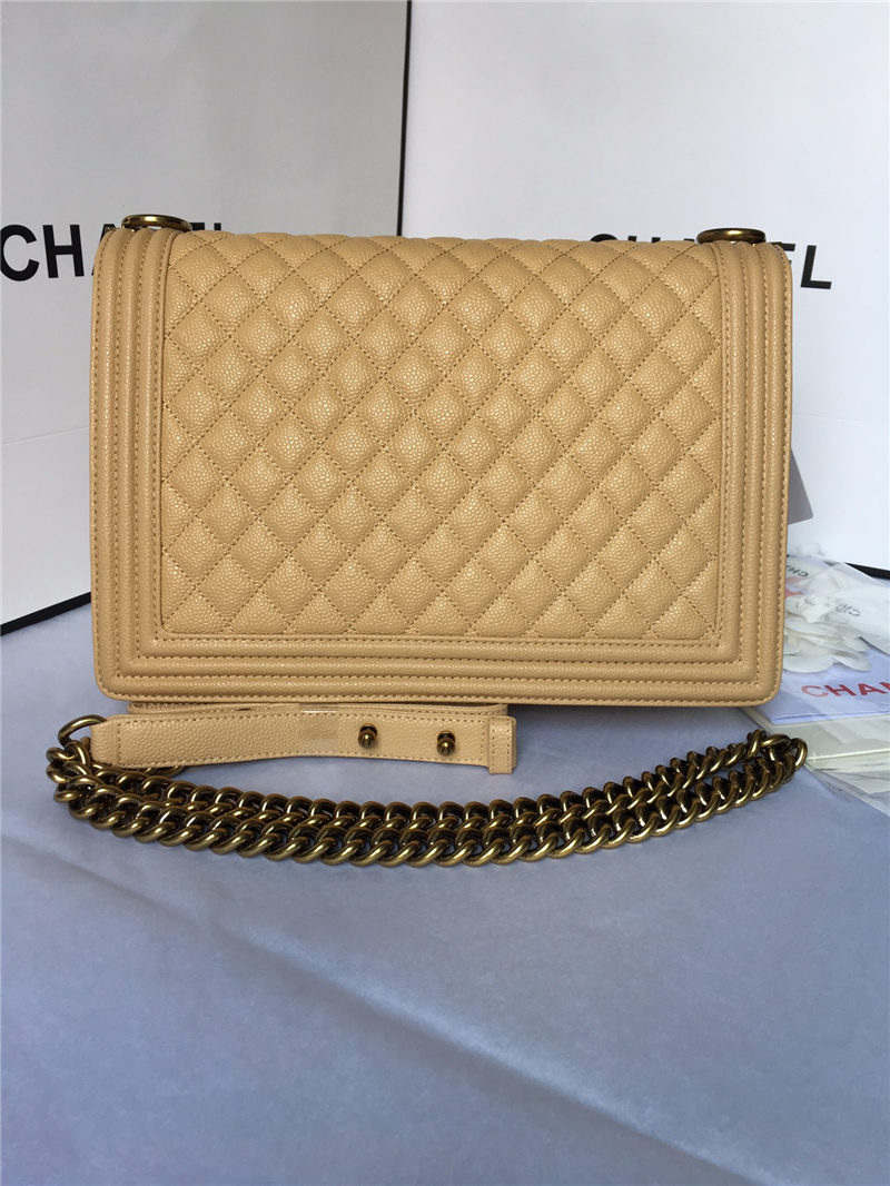 MAXI BOY Chanel HANDBAG Grained Calfskin Beige High