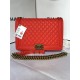 MAXI BOY Chanel HANDBAG Grained Calfskin Red High