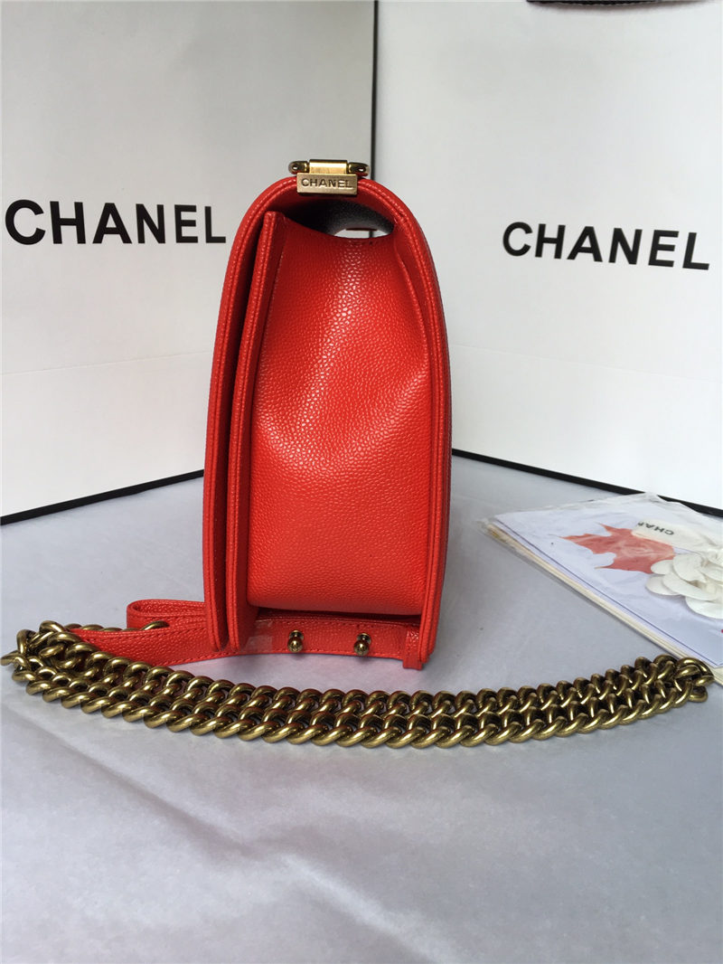 MAXI BOY Chanel HANDBAG Grained Calfskin Red High