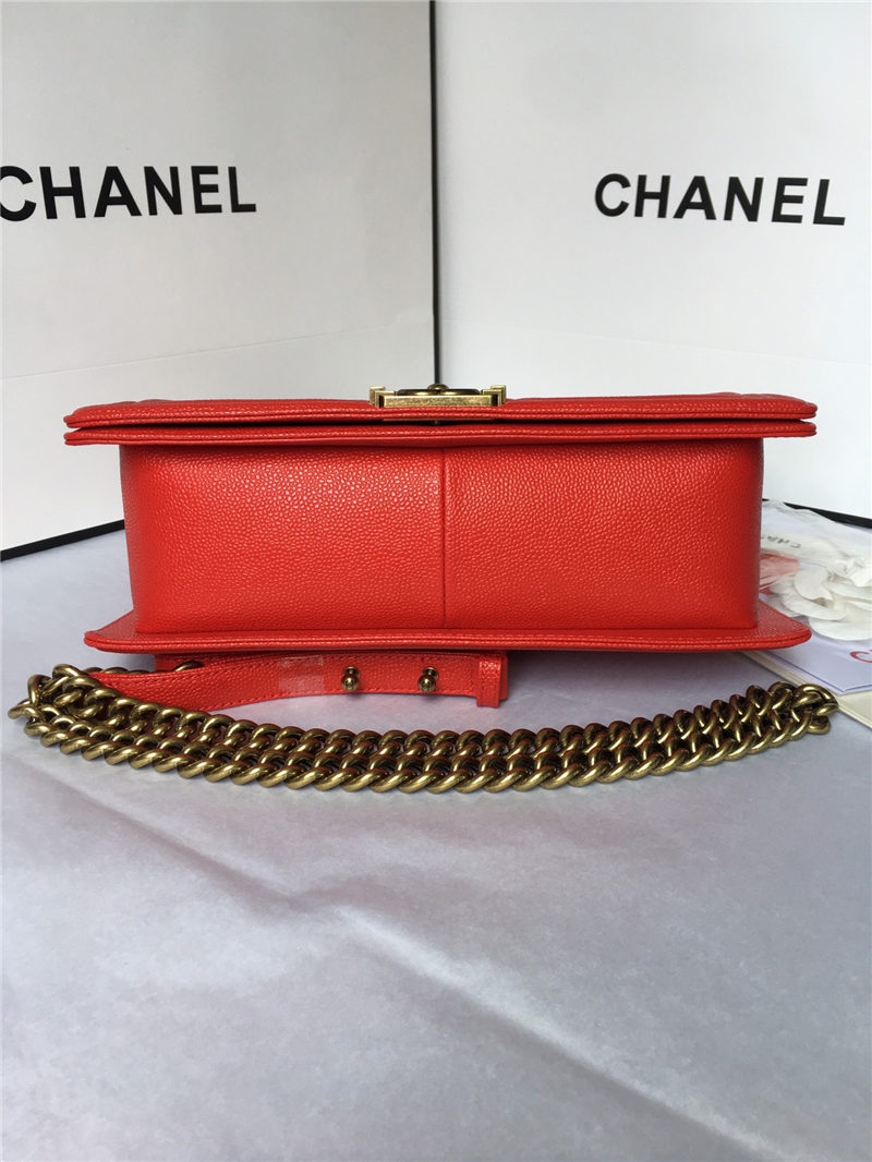 MAXI BOY Chanel HANDBAG Grained Calfskin Red High