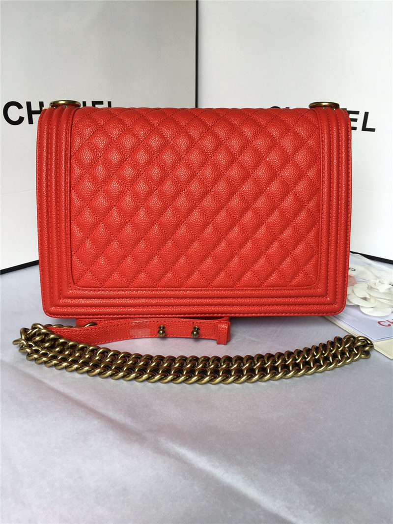 MAXI BOY Chanel HANDBAG Grained Calfskin Red High