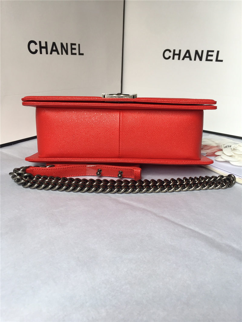 MAXI BOY Chanel HANDBAG Grained Calfskin Red High