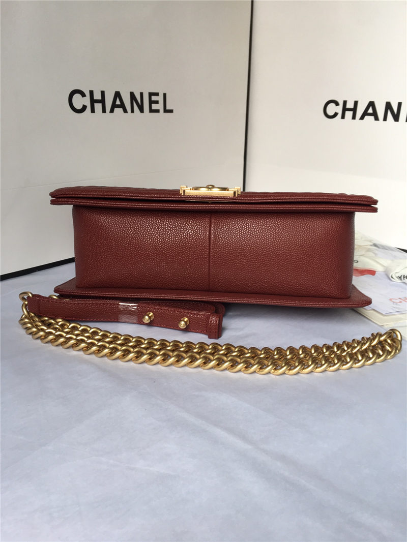 MAXI BOY Chanel HANDBAG Grained Calfskin Burgundy High